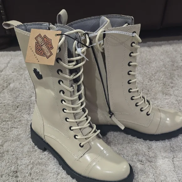 Harley Davidson Womens Walsen 6"? Laceup Boot Side Zip - Picture 2 of 5